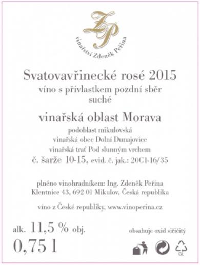 Svatovavřinecké rosé 2015 