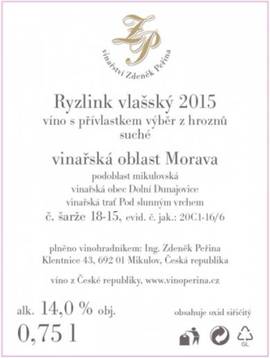 Ryzlink vlašský 2015 