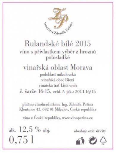 Rulandské bílé 2015 