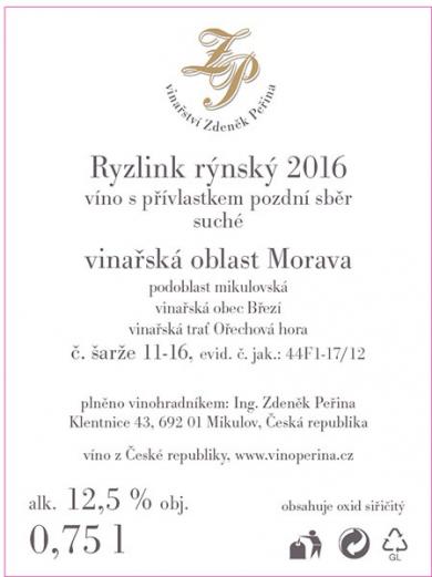 Ryzlink rýnský 2016 